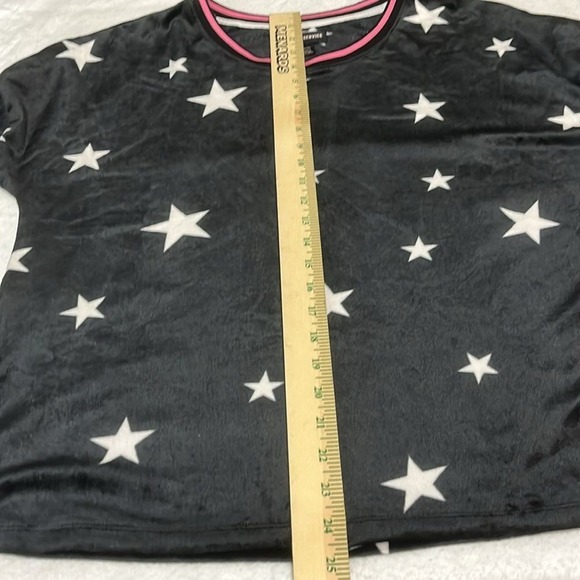 Room Service Womens Long Sleeve Velour Pajama/Lounge Top Size XL Black W/Stars - Picture 6 of 9